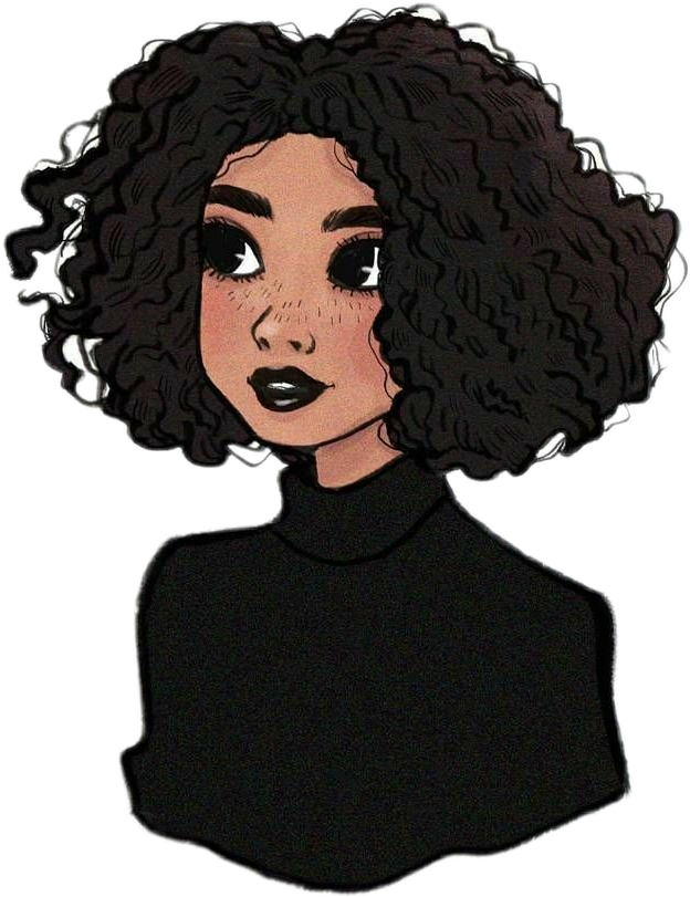 girl draw black curlyhair - Sticker by Anita