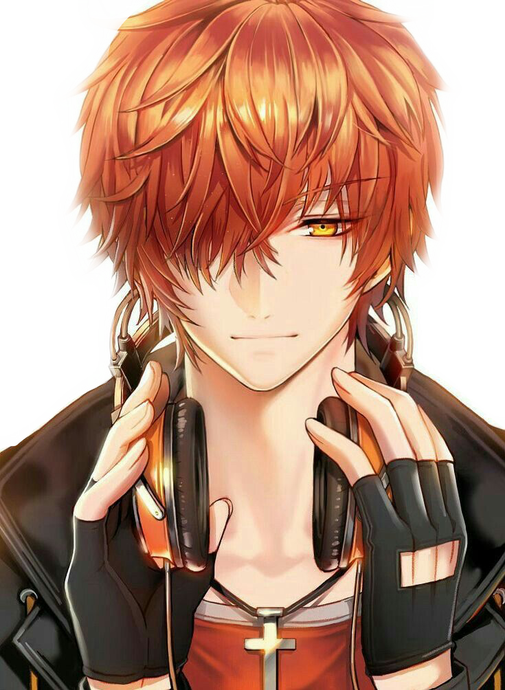 animeboy orangehair anime manga boy headphones boywithh