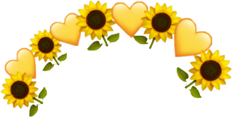sunflower yellow emoji crown heart flower hearts flower...