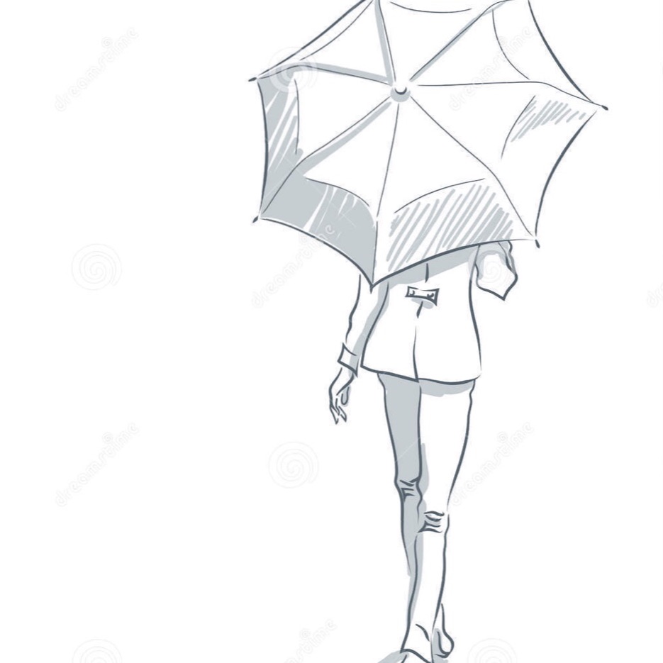 Девушка с зонтом для срисовки