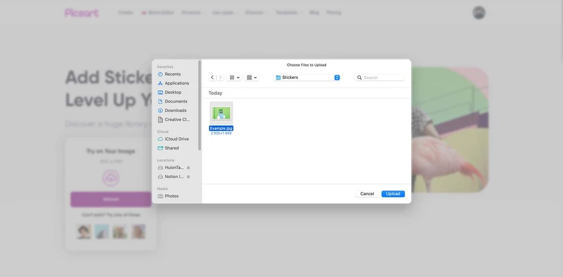 upload your own image to start editing and adding on a photo