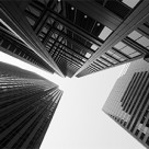 Down to up black & white building photography
