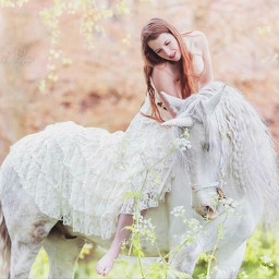 white horse beautifulgirl