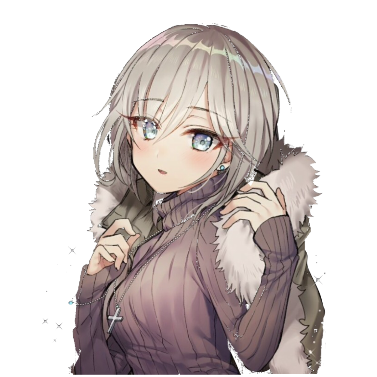 Anime Girl With Grey Hair And Blue Eyes