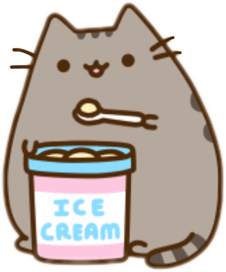 pusheen cat icecream cold hot sticker by @lucky_cloud