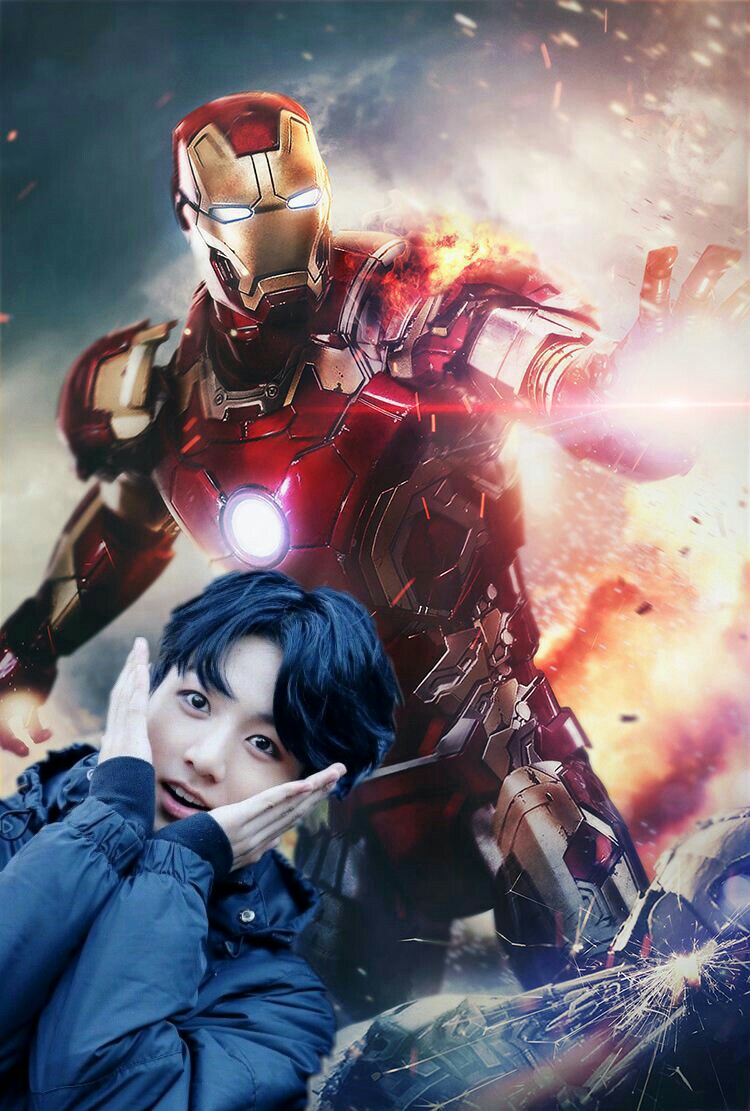First edit! Jungkook with iron man!! bts jungkook ironm...