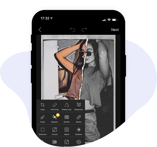 black hair girl with black glasses photo retro effect applied