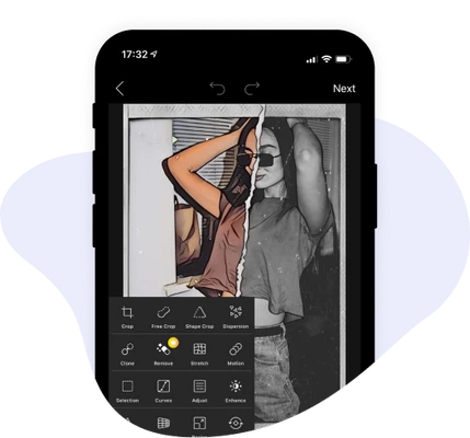 black hair girl with black glasses photo retro effect applied