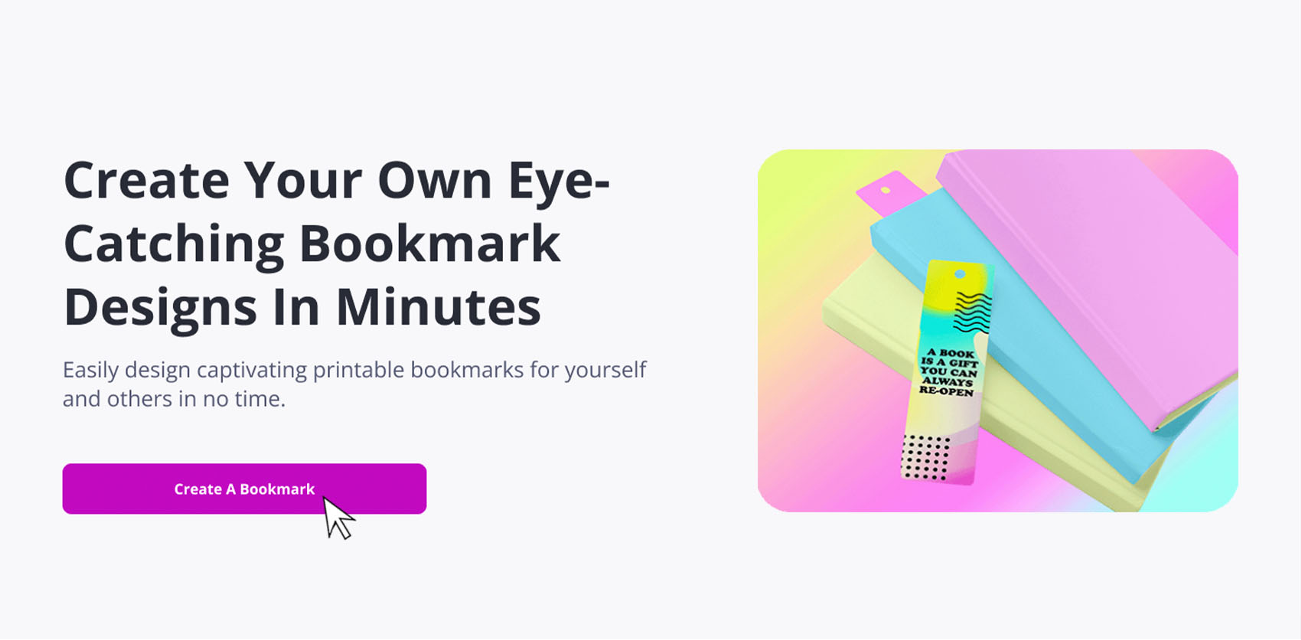 click create bookmark button to open the picsart editor