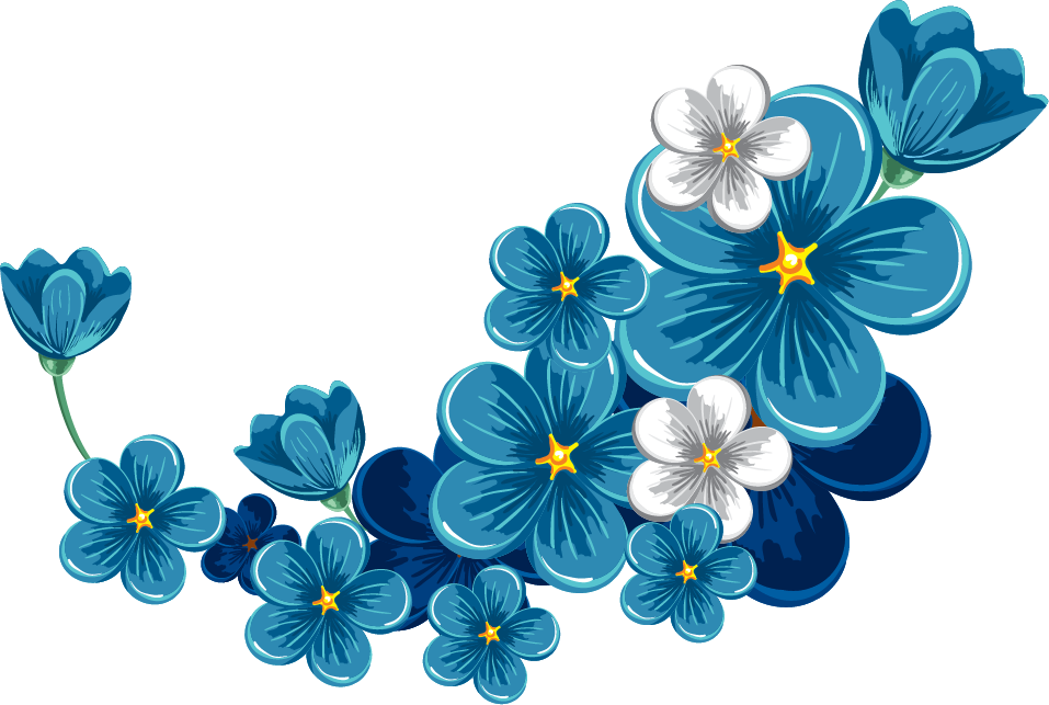 Elegant Royal Blue Flower Border Png - You can use it in your daily design,...