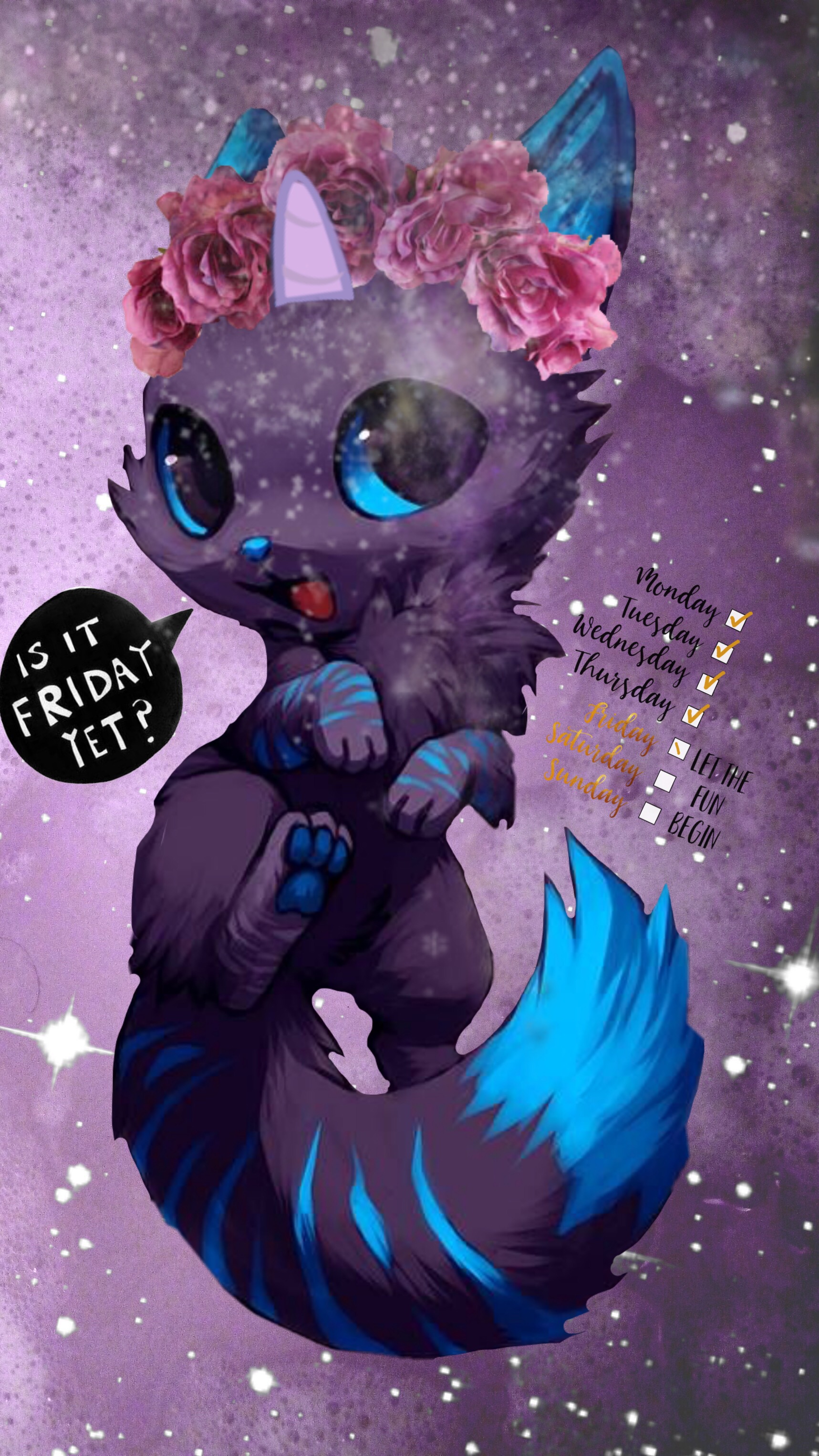 furry fursona cute unicorn thursday friday blue black...