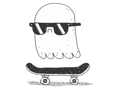 ghost skate skateboard white sticker by @dav_bel_edits