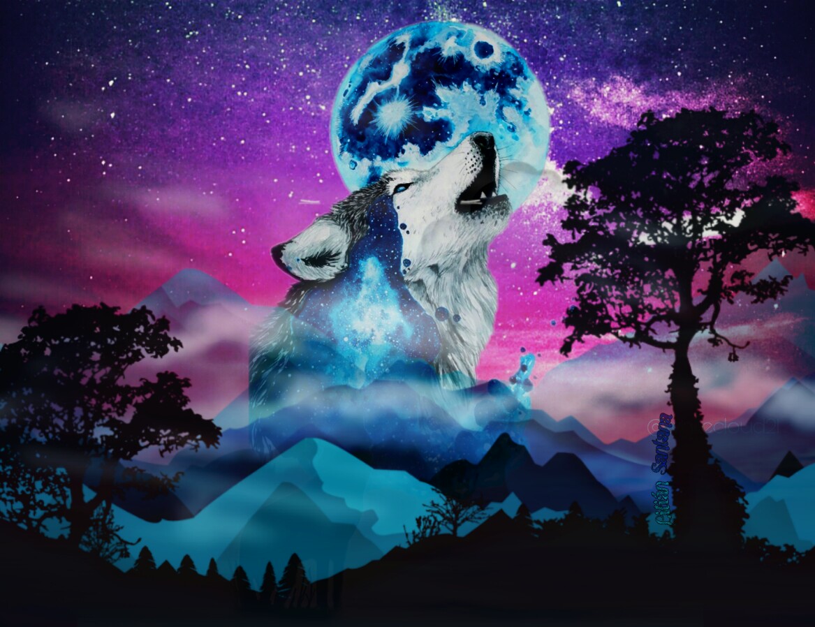 Lobo Wolf Luna Moon Galaxy Image By Lilian Santana