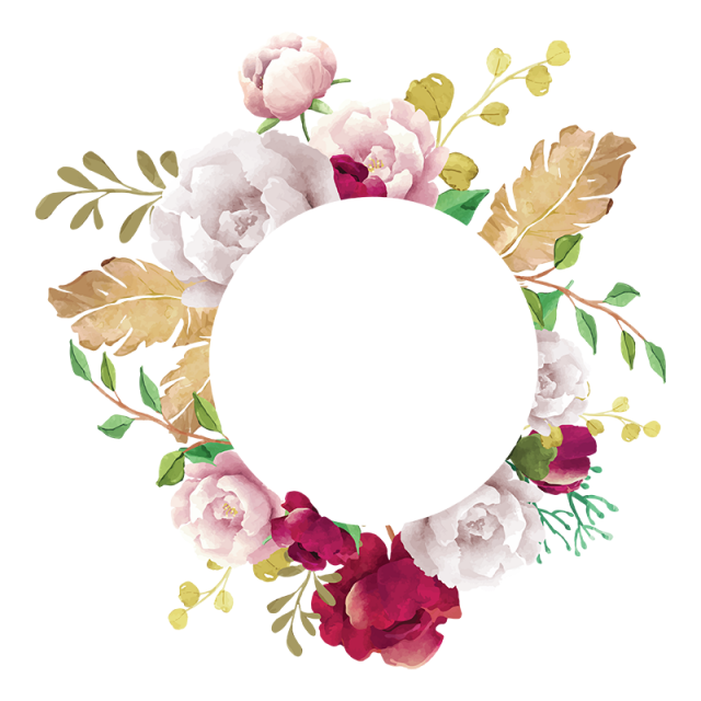 border frame overlay wreath circle round fleaves flor...