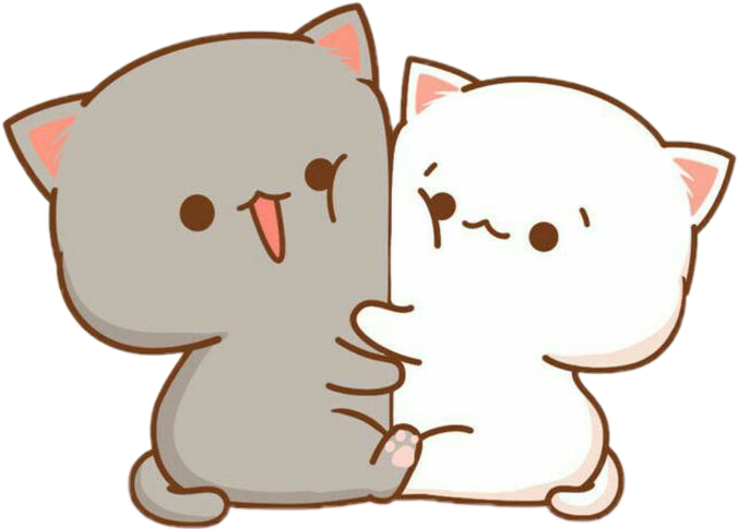 Kawaii Cat Couple Hugging With Love Download Power Point Template Free