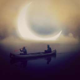 freetoedit surreal canoe boat moon irccanoe