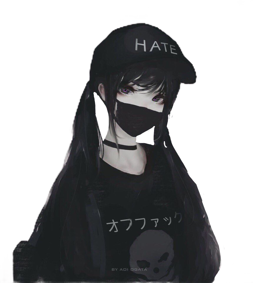 Black Face Mask Anime Boy With Hoodie And Mask - Santinime