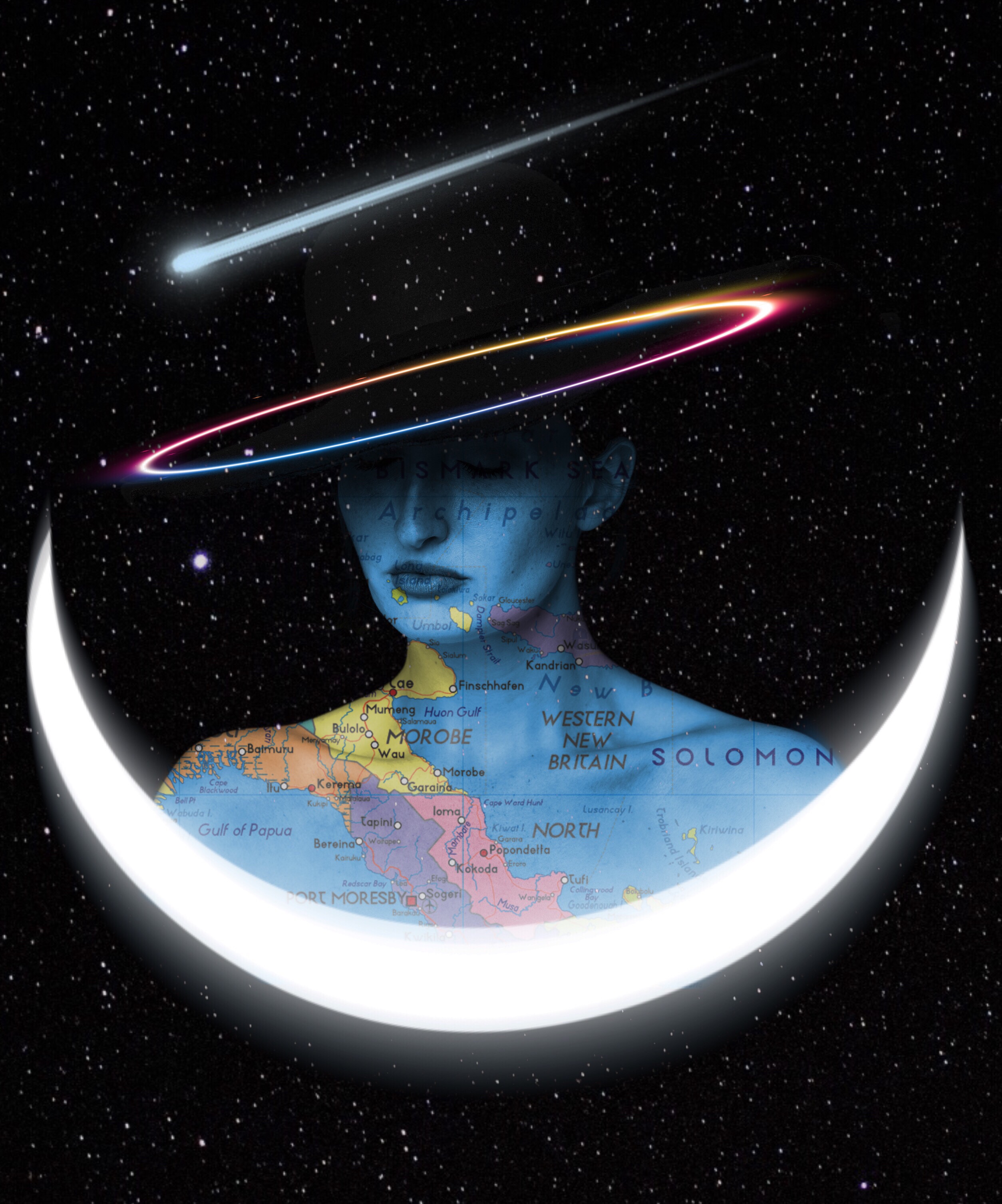 galaxy girl moon neon starlights 269330935024201 by @sovs.