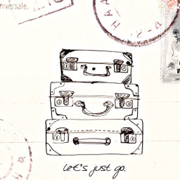 travel drawing suitcases retro summertime freetoedit
