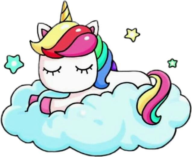Unicorn Sleep Cloud Rainbow Kawaii Sticker By Mariaandraa