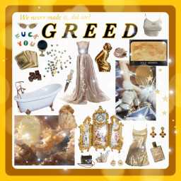 greed aesthetic moodboard yellow
