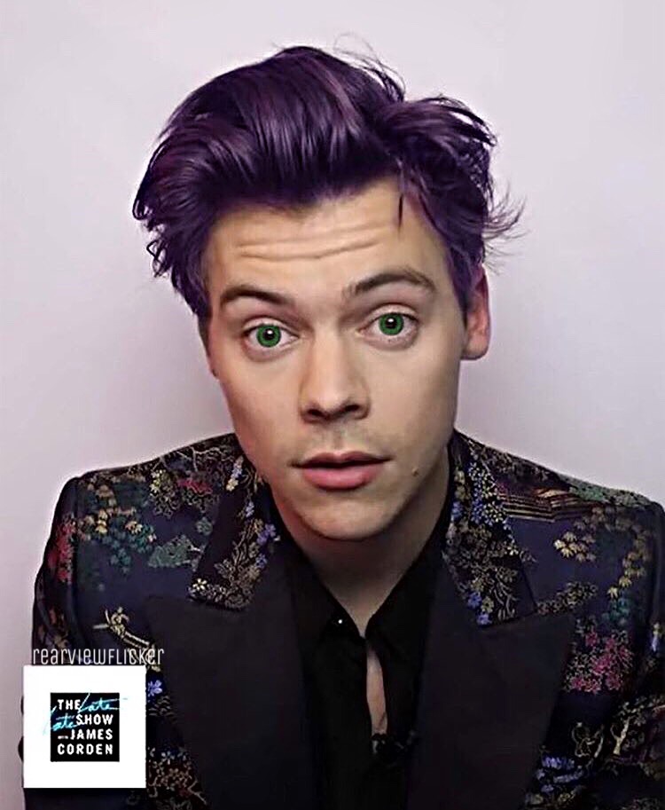 Harrystyles With Purple Hair Yes I Enhanced His Eyes