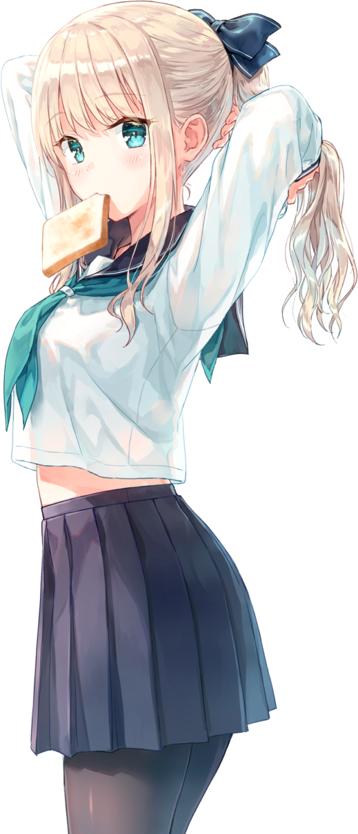anime girl school ponytail cute...