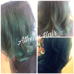 athenahairday greenhair behindthechair curls waves