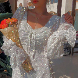 cutegirl koreangirl koreandress whitedress whitekoreandress cutedress glitter picsart freetoedit