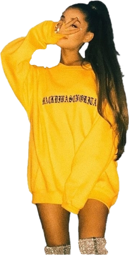 ariana grande in yellow hoodie