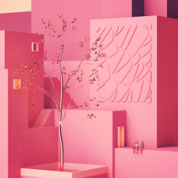 art pink gold tree sculpture scifi