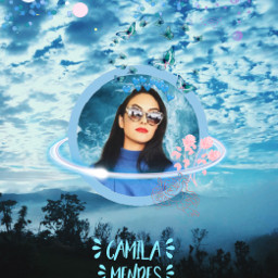 camila mendes camilamendes blue flowers freetoedit