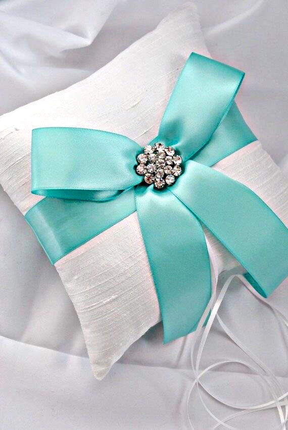 #freetoedit #white #tiffanyblue #bow #ribbon #diamonds #ringbearerpillow #pillow