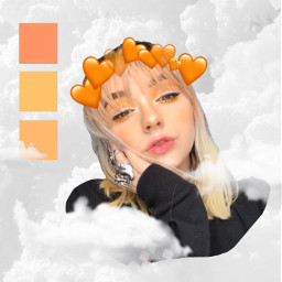 freetoedit me orange heart selfie clouds aesthetic
