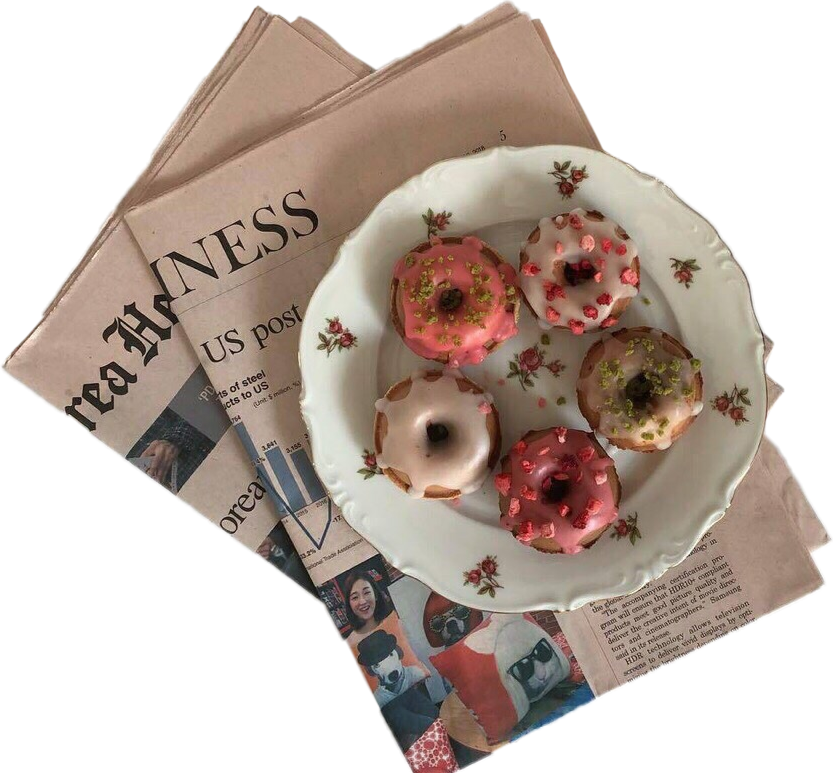 газета бумага еда тарелка пончик sticker by @cerdiankas03