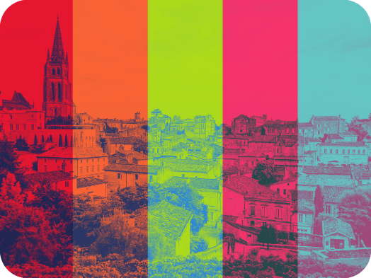 duotone effect on an image of a European city