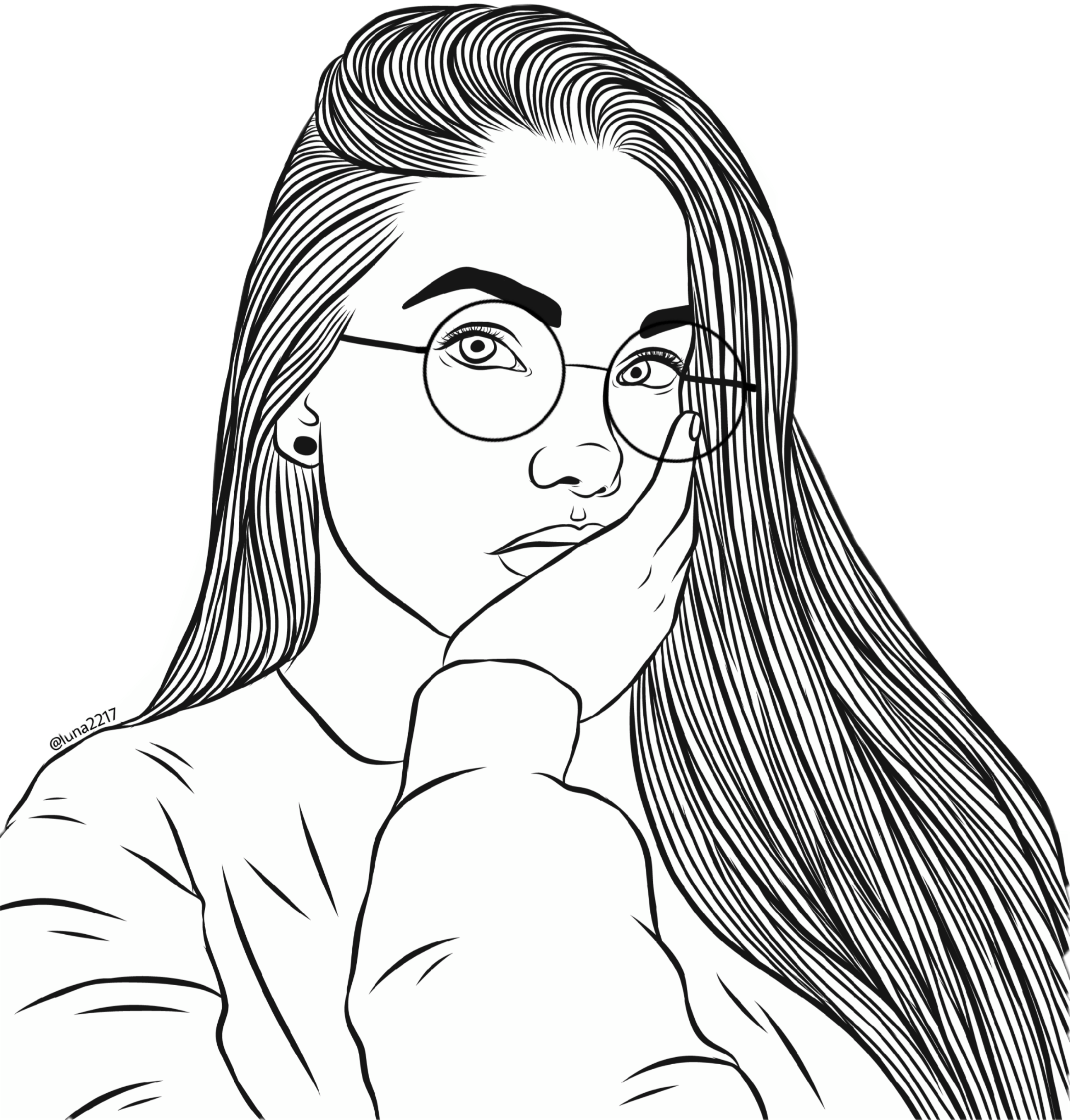 Girl With Glasses Page Coloring Pages