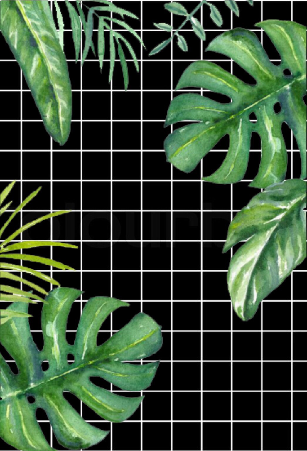 freetoedit aesthetic  grid  leaf plants tropical black  