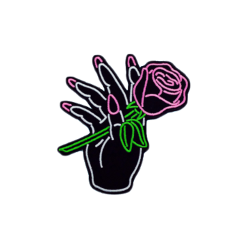 hand rose badge patch pink freetoedit