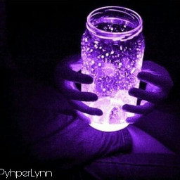 purple astheic hands glowing jar freetoedit