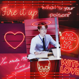 freetoedit red neon neonlights photocollage