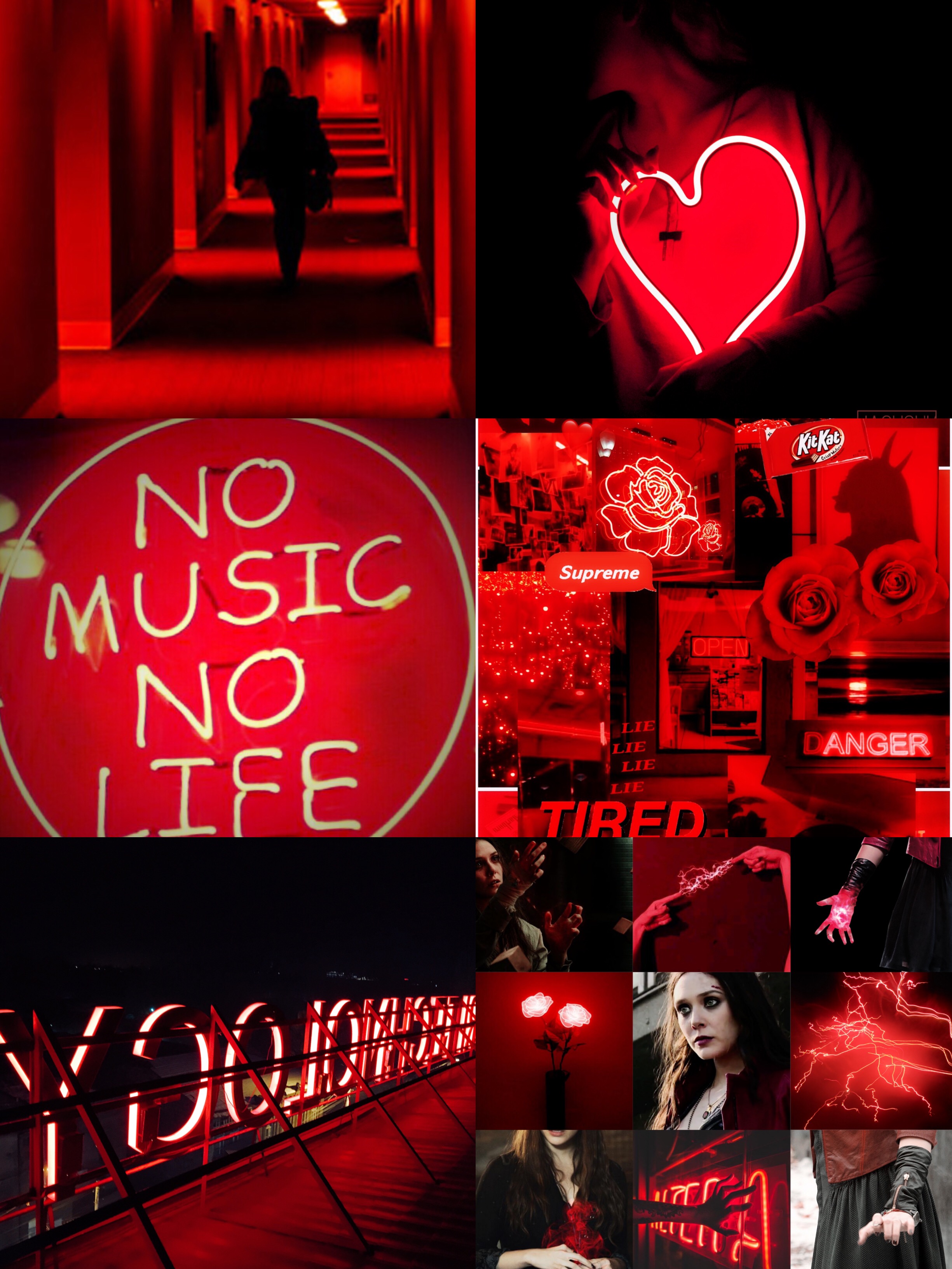 Neon Red Aesthetic Wallpaper Collage 2979