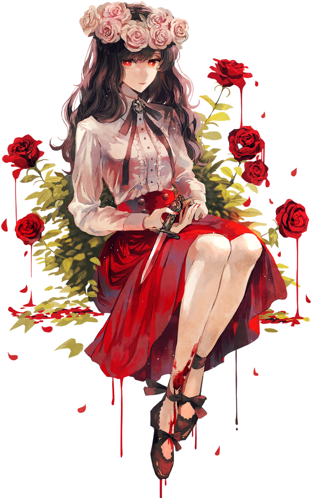 roses rose flowers blood bloody red aesthetic anime ani...