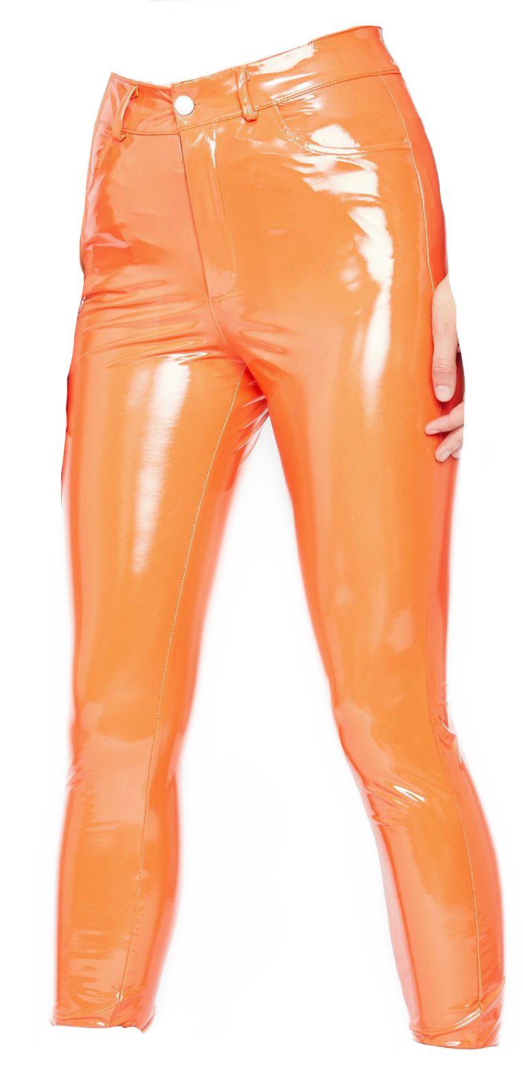 orange vinyl pants