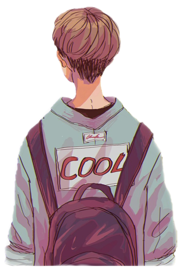 anime boy with backpack