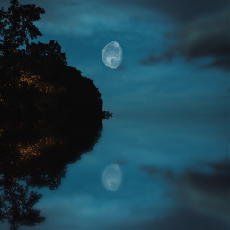 freetoedit moon reflection sky bluehour