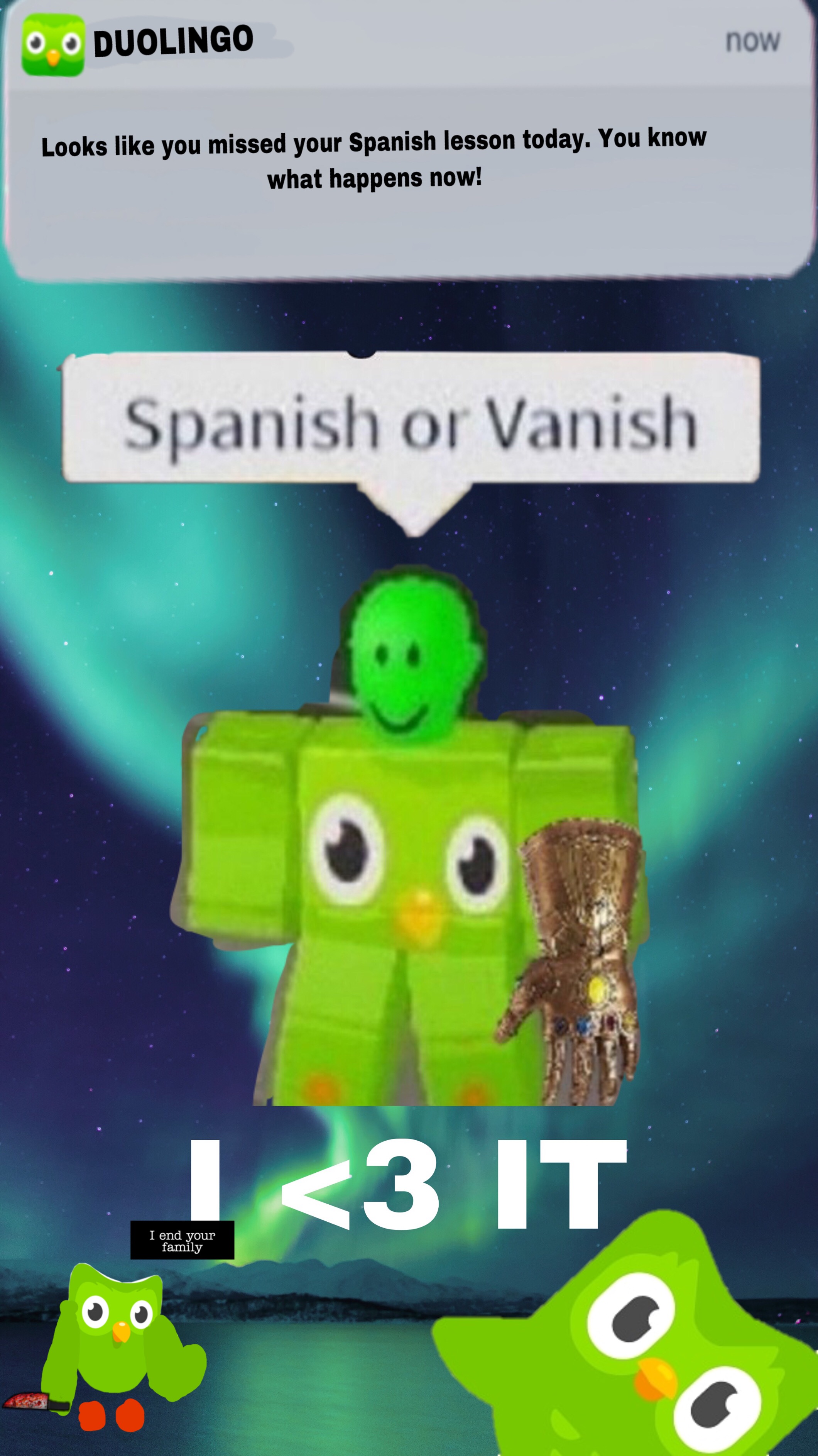 Duolingo Meme Roblox Image By Uxu - roblox spanish or vanish
