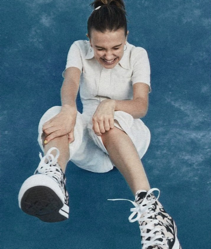 This visual is about milliebobbybrown millie blue aesthetic converse #milli...