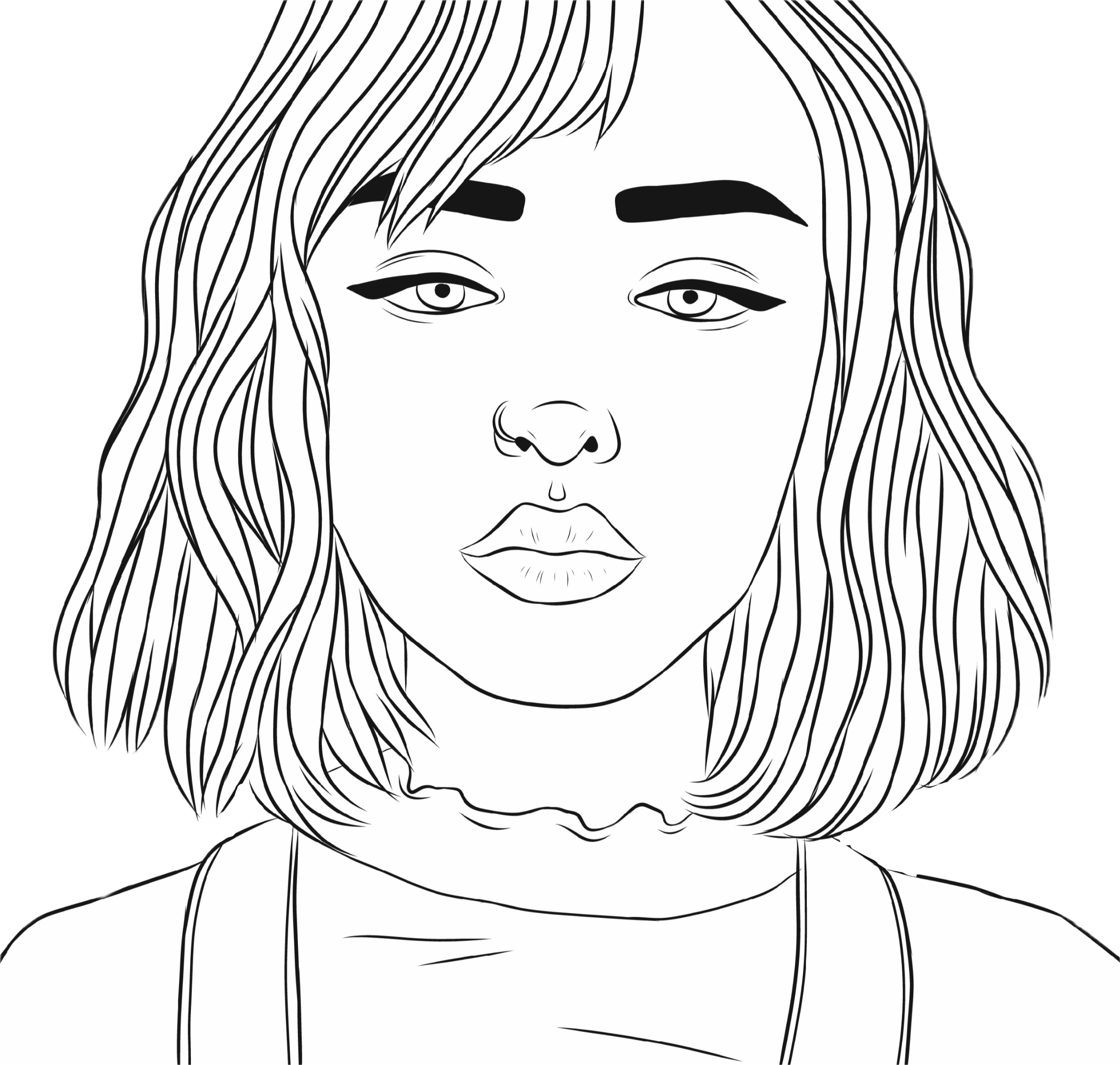 freetoedit blackandwhite outline girl drawing remixit...