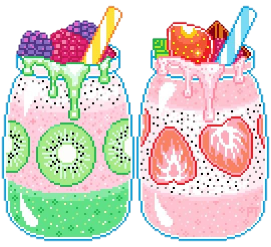 Cute Pixel Art Pixelart Kiwi Strawberry Smoothie Fruit